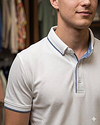 Beystil Erkek Beyaz/Mavi Polo Yaka T-Şhirt 263464 