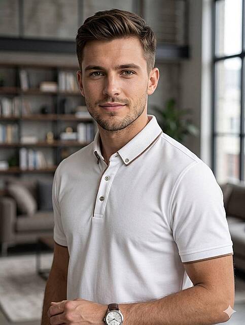 Beystil Erkek Beyaz/Vizon Polo Yaka T-Şhirt 263464 - Beystil