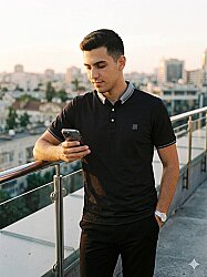 Beystil Erkek Siyah Polo Yaka Logo Detaylı T-Şhirt 263467 