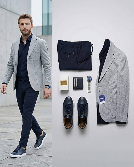 Beystil Erkek Mono Yaka Gri Blazer Ceket 310 - Slim Fit - Beystil