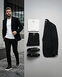 Beystil Erkek Mono Yaka Siyah Blazer Ceket 310 - Slim Fit 