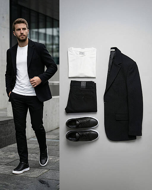 Beystil Erkek Mono Yaka Siyah Blazer Ceket 310 - Slim Fit - Beystil