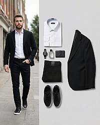 Beystil Erkek Mono Yaka Siyah Blazer Ceket 310 - Slim Fit - Beystil