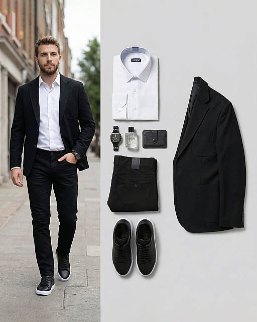 Beystil Erkek Mono Yaka Siyah Blazer Ceket 310 - Slim Fit - Beystil