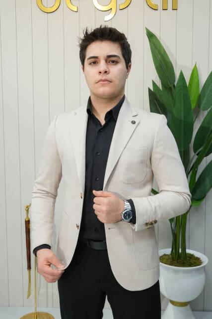 Beystil Sivri Yaka Bej Ceket 336 - Slim Fit - 