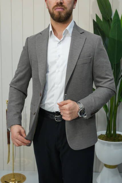 Beystil Mono Yaka Kahverengi Ceket 467 - Slim Fit - Beystil