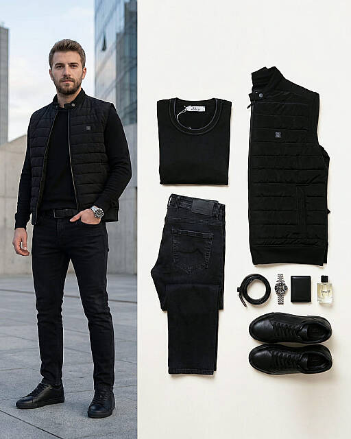 Beystil Erkek Siyah Slim Fit Denim Kot Pantolon 485 - Beystil