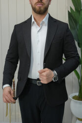 Beystil Sivri Yaka Siyah Ceket 53293 - Slim Fit 