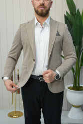 Beystil Sivri Yaka Kahverengi Ceket 538 - Slim Fit - Beystil