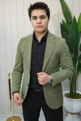 Beystil Sivri Yaka Yeşil Ceket 572- Slim Fit 