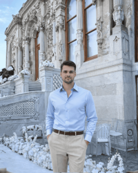 Beystil Slim Fit Buz Mavisi Saten Gömlek 