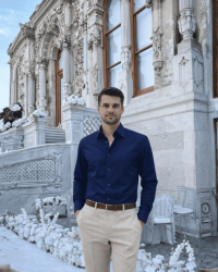 Beystil Slim Fit Lacivert Saten Gömlek  - Beystil