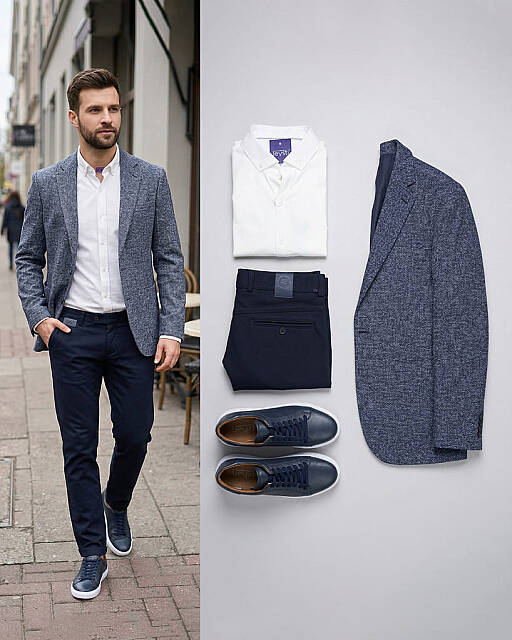 Beystil Erkek Lacivert Slim Fit Düz Keten Pantolon - Beystil