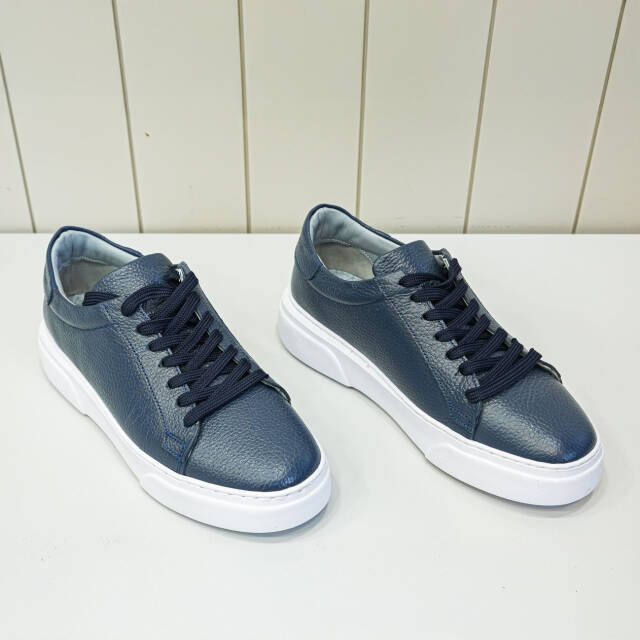 Erkek Hakiki Deri Casual Lacivert Spor Ayakkabı - 