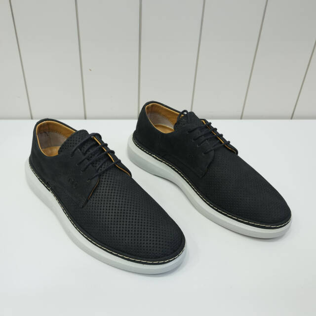 Erkek Noktalı Hakiki Nubuk Deri Casual Ayakkabı Siyah - 