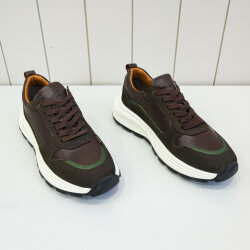 Erkek Sneaker İç Dış Deri Spor Ayakkabı Kahverengi 