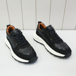 Erkek Sneaker İç Dış Deri Spor Ayakkabı Siyah 