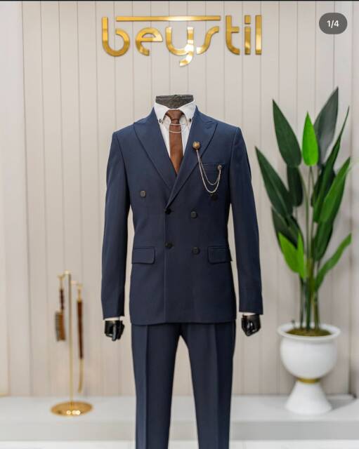 Full Set Slimfit Likralı Granada Kruvaze Takım Elbise Lacivert - 