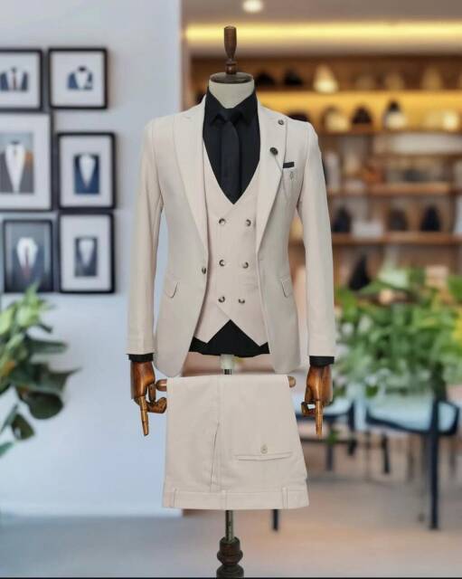 Full Set Slimfit Likralı Krem Takım Elbise Roni - 