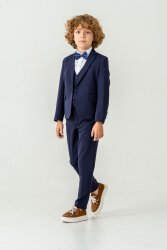Full Set Slimfit Likralı Lacivert Çocuk Takım Elbise 