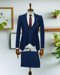 Full Set Slimfit Likralı Parlement Mavi Takım Elbise Roni 