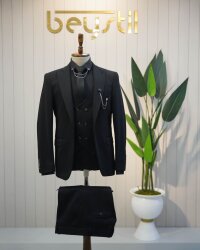 Full Set Slimfit Likralı Siyah Takım Elbise Elanor 