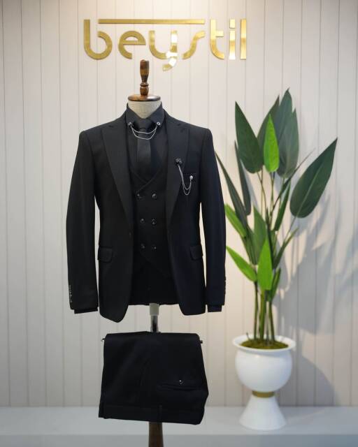 Full Set Slimfit Likralı Siyah Takım Elbise Elanor - 