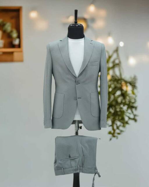 Beystil Sivri Yaka Gri Spor Casual Jogger Takım Gofre - Slim Fit - Beystil