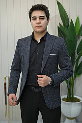 Beystil Sivri Yaka Kırçıllı Lacivert Ceket Lyon - Slim Fit 