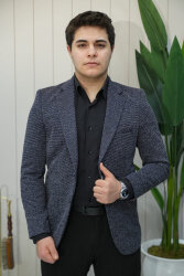 Beystil Sivri Yaka Kırçıllı Lacivert Ceket Lyon - Slim Fit 