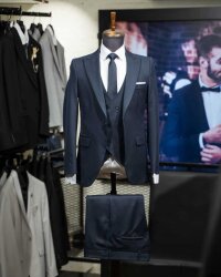 Beystil Sivri Yaka Lacivert Takım Elbise Nikol04 - Slim Fit - Beystil