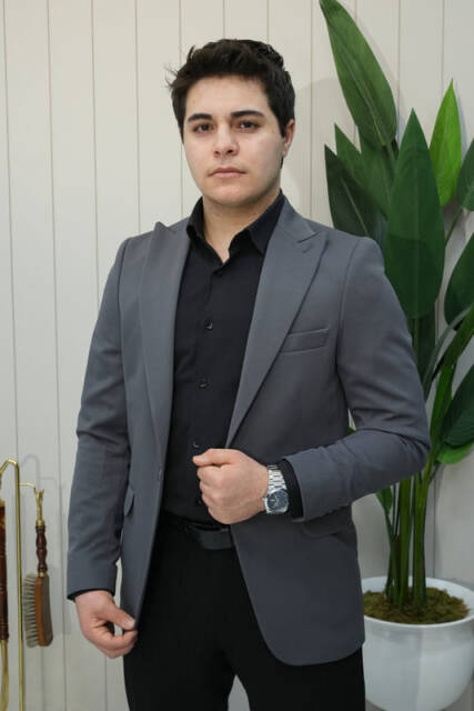 Beystil Sivri Yaka Füme Ceket Petek04 - Slim Fit - Beystil