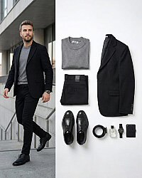 Beystil Erkek Siyah Blazer Ceket Petek - Slim Fit - Beystil