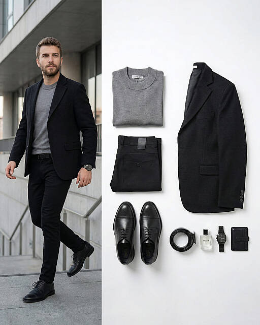 Beystil Erkek Siyah Blazer Ceket Petek - Slim Fit - Beystil