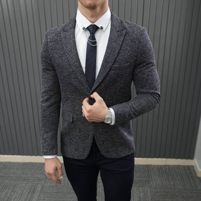 Slimfit Likralı Blazer Tek Ceket Lacivert Venedik - 