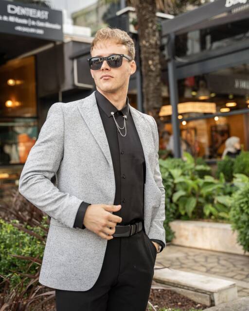 Slimfit Likralı Blazer Tek Ceket Lacivert Garcia - 