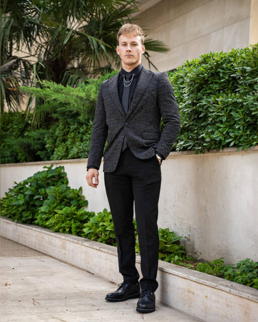 Slimfit Likralı Blazer Tek Ceket Siyah Venedik - 