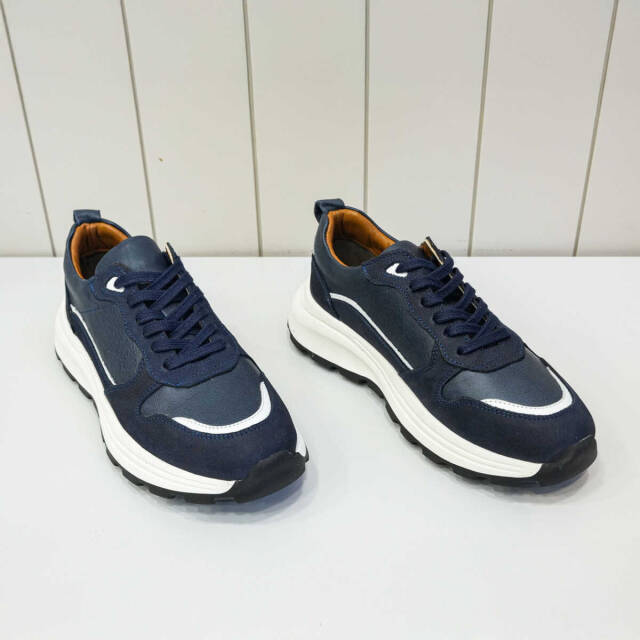 Beystil Hakiki Deri Lacivert Sneaker Erkek Ayakkabı - Beystil