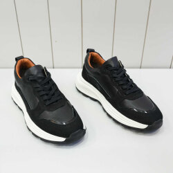 Beystil Hakiki Deri Siyah Sneaker Erkek Ayakkabı 