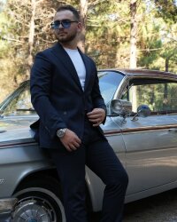 Beystil Sivri Yaka Lacivert Spor Casual Jogger Takım Elbise - Slim Fit 