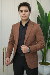 Beystil Sivri Yaka Kırçıllı Açık Kahve Ceket Eylül- Slim Fit - Beystil