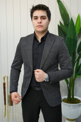 Beystil Sivri Yaka Kırçıllı Siyah Ceket Eylül- Slim Fit 