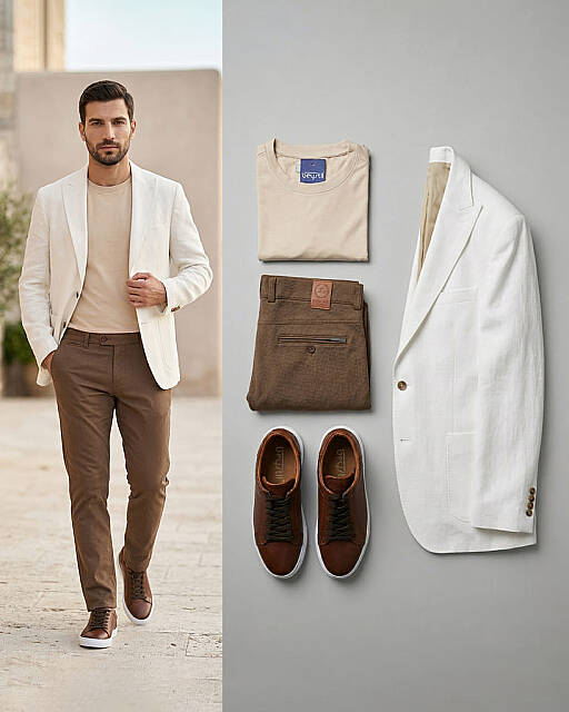 Beystil Erkek A.Kahve Slim Fit Keten Pantolon - Beystil