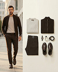 Beystil Erkek Kahverengi Slim Fit Keten Pantolon 